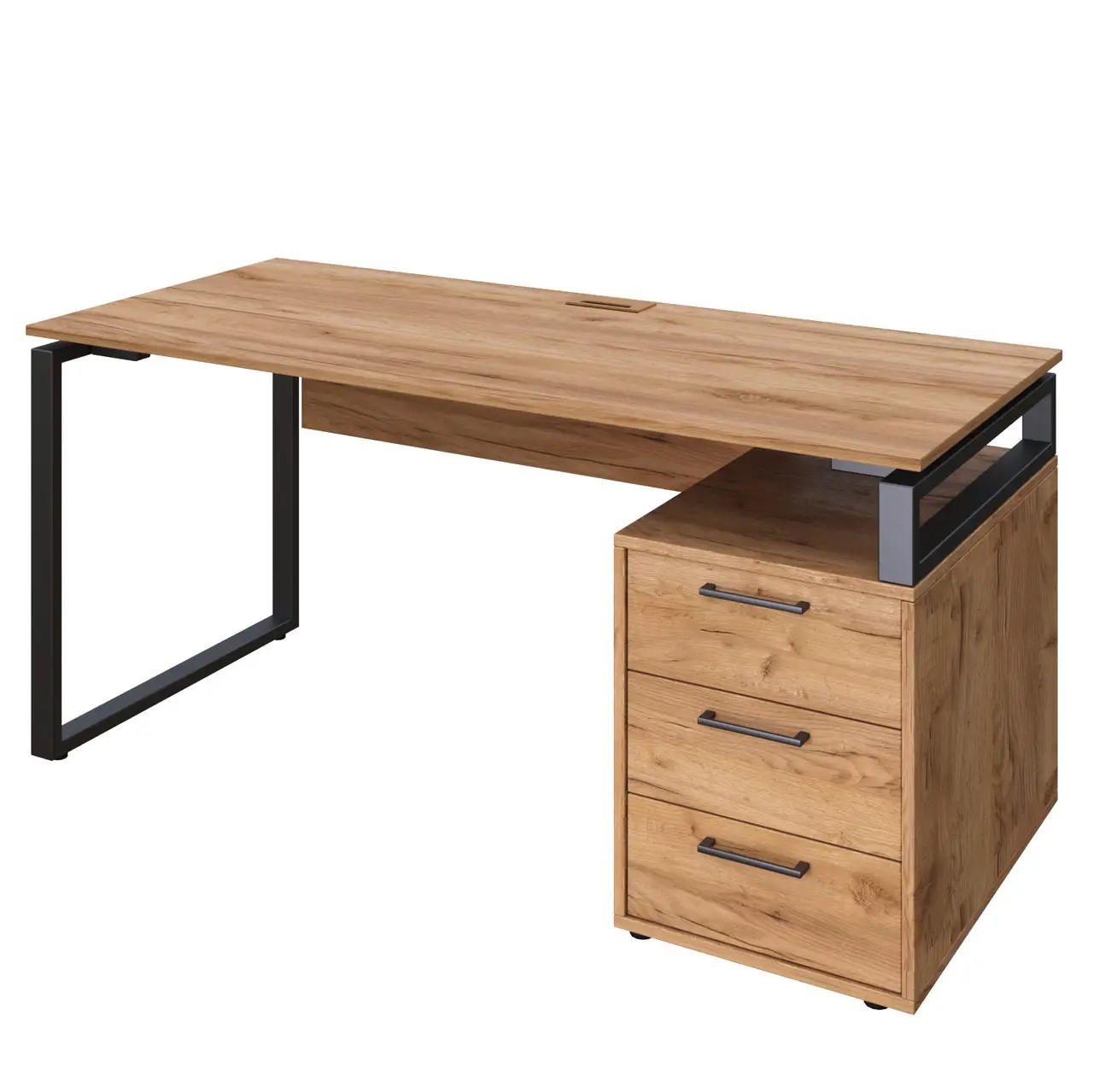 Стіл письмовий, офісний на металокаркасі ВЕСТ ВУД КОМПАНІ 2012 L120b дуб крафт золотий з царгою, з тумбою, 1200х700х750 мм